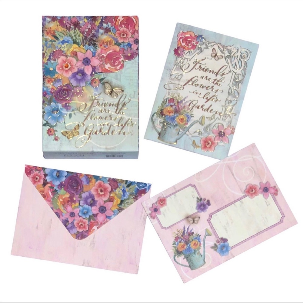 Pooch & Sweetheart Embellished Pouch Friendship Garden Note Cards (73741), 10 ct